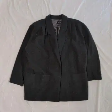 블랙 자켓 코트 울 혼방