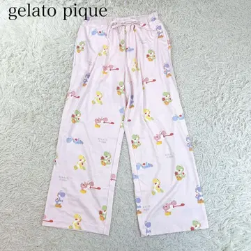 컨디션 최상 슈퍼 마리오 키노피오 & 요시 롱 팬츠 핑크