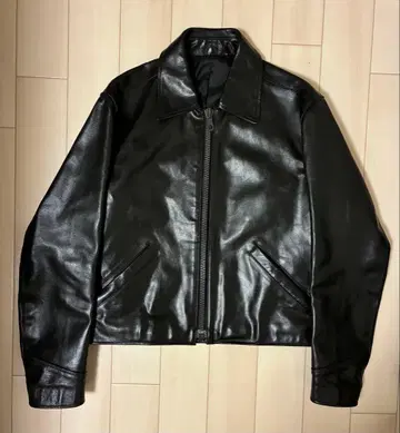 천연 가죽 가죽 자켓 짧은 기장 소가죽 블랙