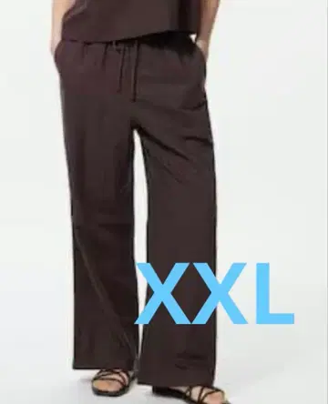 유니클로 린넨 블렌드 이지 팬츠 이번 시즌 XXL 다크 브라운 유니클로