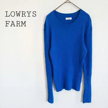 로리즈팜 긴팔 리브 니트탑 롱 슬리브 블루 선명한