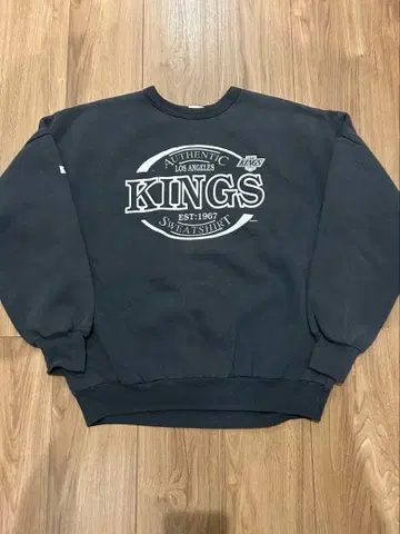 90s 블랙 맨투맨 페이드 로스앤젤레스 킹스 vintage