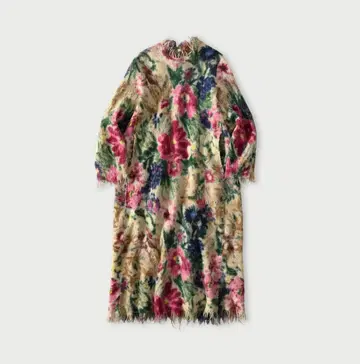 45R 45rpm 융모 자르당 프린트 뽕실 드레스