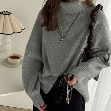 [ 클래식 엘프 ] 천축 편직 터틀넥 압축 니트 풀오버