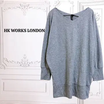 [ HK웍스 런던 ] 티셔츠 [ F ] 그레이 V넥 무지 돌먼 슬리브