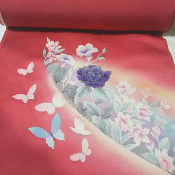 [ 미사용 ] 여성용 기모노 옷감 탄고 크레이프 원단 빨간색