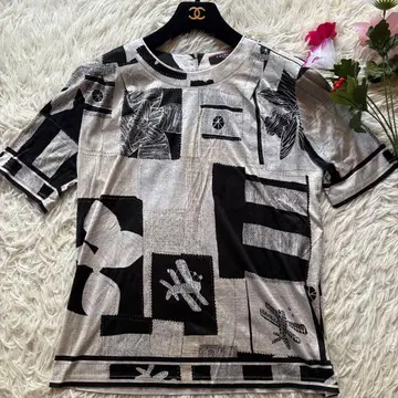 새상품급 레오나르 그래픽 프린트 반팔 T셔츠 트리밍 올 패턴 L 사이즈