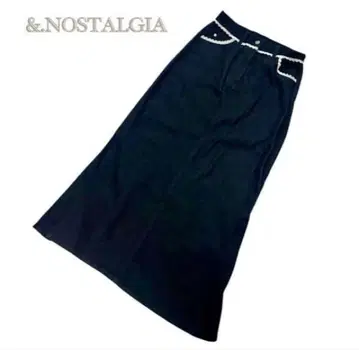 [ NOSTALGIA ] 노스탤지어 레이스 데님 롱 스커트 M 새상품