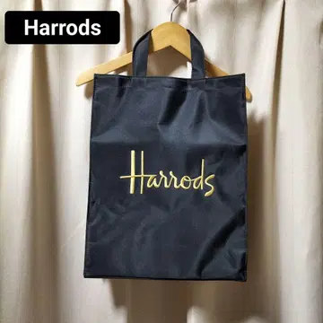 해롯 골드 로고 자수 토트백 블랙