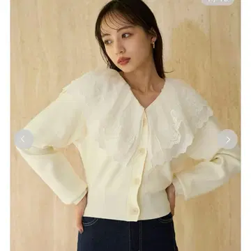 새상품 스나이델 레이스 칼라 니트 풀오버 아이보리 2025 신상