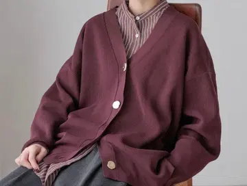[ 최종 가격 ] LOWRYS FARM 버건디 V넥 가디건