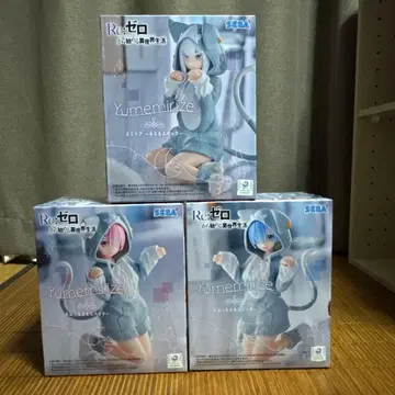 리제로 Yumemirize 모후모후 팩 에밀리아 렘 라무 3체 세트