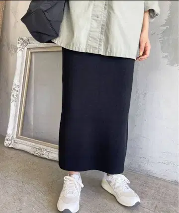 Spick and Span 라메 리브 니트 타이트 스커트 38 블랙