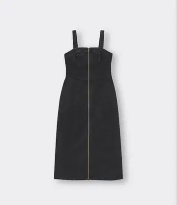 GU 데님 프론트 지퍼 원피스 블랙