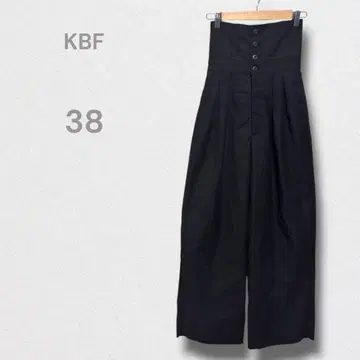 KBF 와이드 팬츠 하이웨스트 프론트 버튼 블랙 M