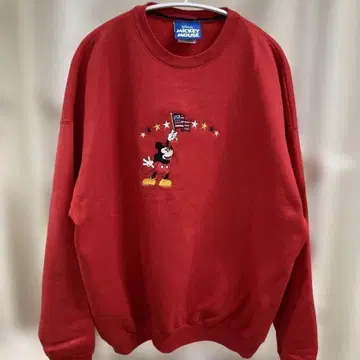 Disney Vintage US Flag 트레이닝복 XL 미키 빨간색