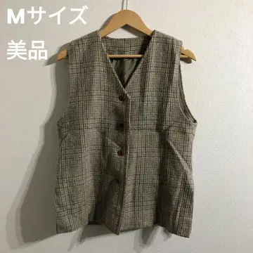 체크 베스트 * 노카라 / M 사이즈 / 새상품급 / vintage