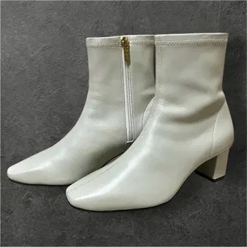 히미코 가죽 숏부츠 사이드 지퍼 아이보리