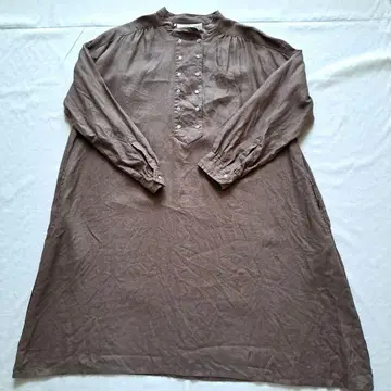 마슈카슈 린넨 100% 브라운 긴팔 셔츠