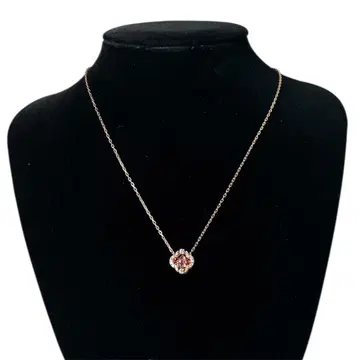 [ mh/10.31/8 ] 스와로브스키 꽃 모티브 핑크 스톤 목걸이