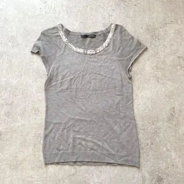 s3234 반두옥테이블 반팔 니트 크루넥 스팽글