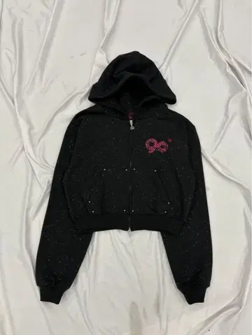 90 Logo Glitter Zip Hoodie M