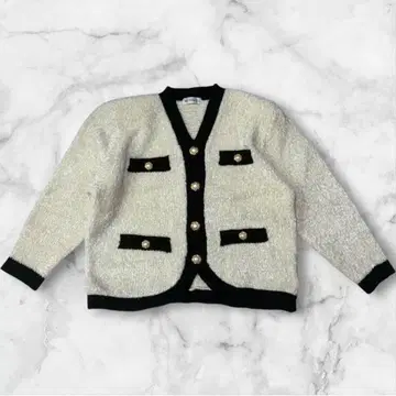 아이보리 블랙 가디건 긴팔