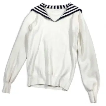 JENNE 제뉴 세일러 카라 니트 풀오버 화이트