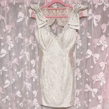 [ an ] 숄더 리본 타이트 미니 드레스 아이보리