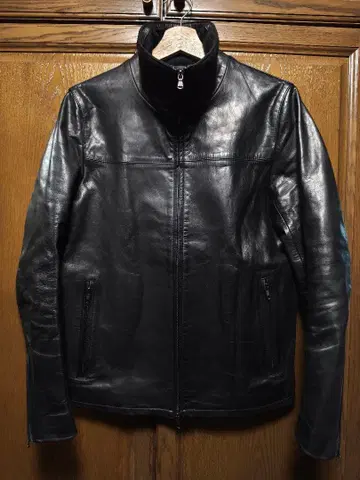 라운지 리자드 스탠드 카라 카우 레더 자켓 사이즈 3 블랙