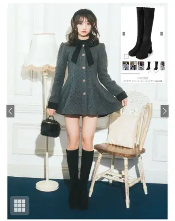 GRL 스퀘어토 청키힐 롱 부츠 gd1535 23.5