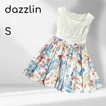 dazzlin 수채화 꽃무늬 콤비 원피스 슬리브리스 미니 기장