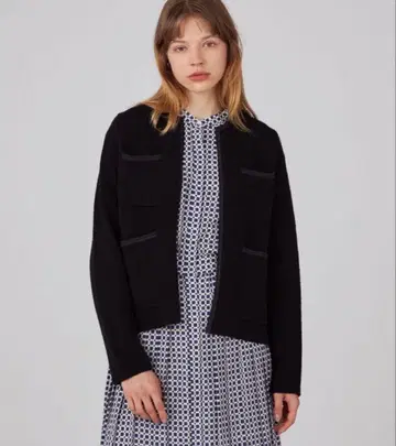 ballsey 울 나일론 부클레 프론트 오픈 가디건