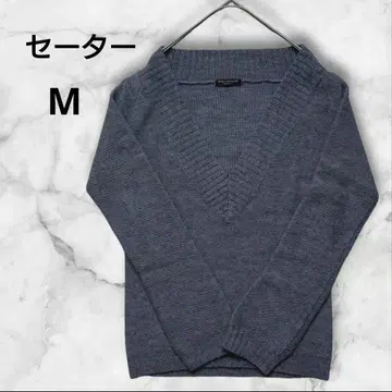 니트 M 스웨터 V넥 그레이 계열 심플 캐주얼