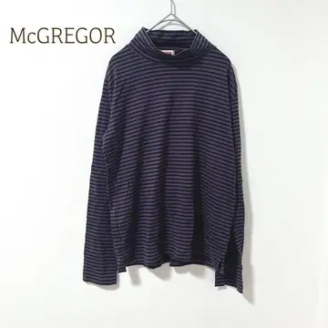 맥레거 긴팔 티셔츠 터틀넥 L 면100 보더 무늬