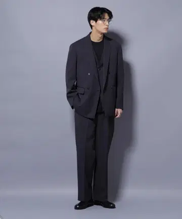 다크 네이비 캐주얼 수트 더블 브레스트 셋업