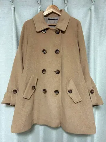 Heather 베이지 더블 브레스트 코트