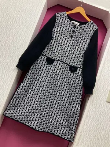 슈퍼 뷰티 소매가 봉긋한 자카드 니트 원피스