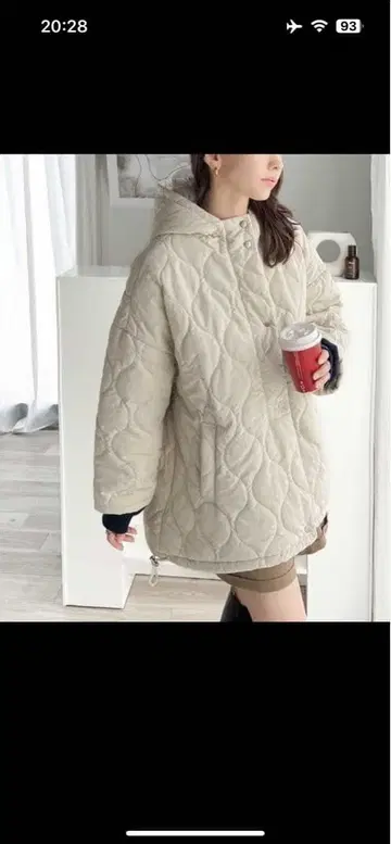 Java: 아이보리 퀼팅 다운 자켓