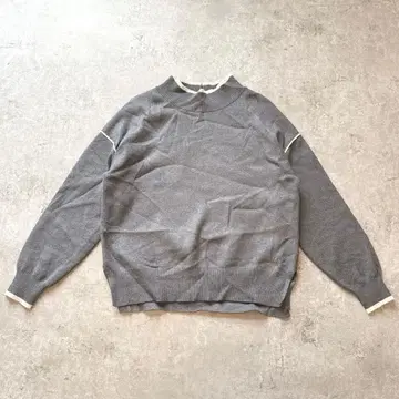 s3235 글로벌 워크 긴팔 니트 하이넥 파이핑 사이드 슬릿