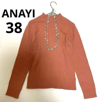 새상품급 ANAYI 아나이 하이넥 리브 니트 풀오버 핑크