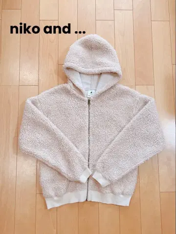 보아 지퍼 후드티 플리스 자켓 L 베이지