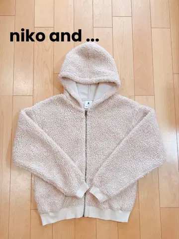 보아 지퍼 후드티 플리스 자켓 L 베이지