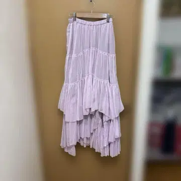 연보라 코튼 티어드 롱 스커트