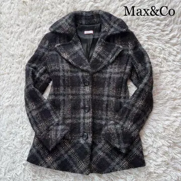 Max&Co 트위드 코트 알파카 모헤어 혼방 체크 무늬 멀티 컬러 38