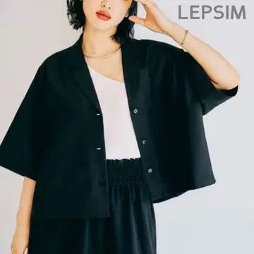 LEPSIM 숏 기장 오픈 카라 셔츠 블랙