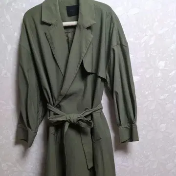 KBF 올리브색 롱 코트 허리 벨트 포함
