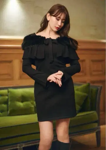 herlipto Ritz Faux Fur Mini Dress S