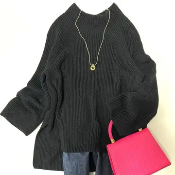 컨디션 최상 바토너 BATONER 울 100% 니트 블랙 일본제 S