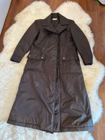 여성용 다운 롱 코트 브라운